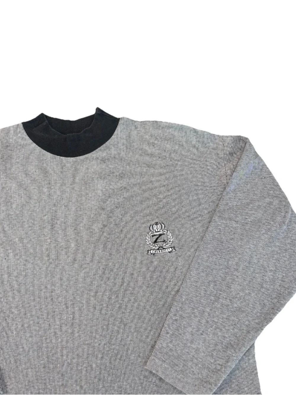 Vintage Z Cavaricci Mock Neck Shirt Men’s Xl Long Sleeve Black Gray - Picture 2 of 7